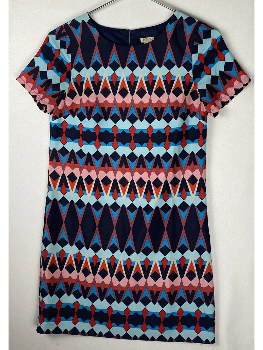J.Crew Multicolor Geometric Print Short Sleeve Shift Dress Sz 0